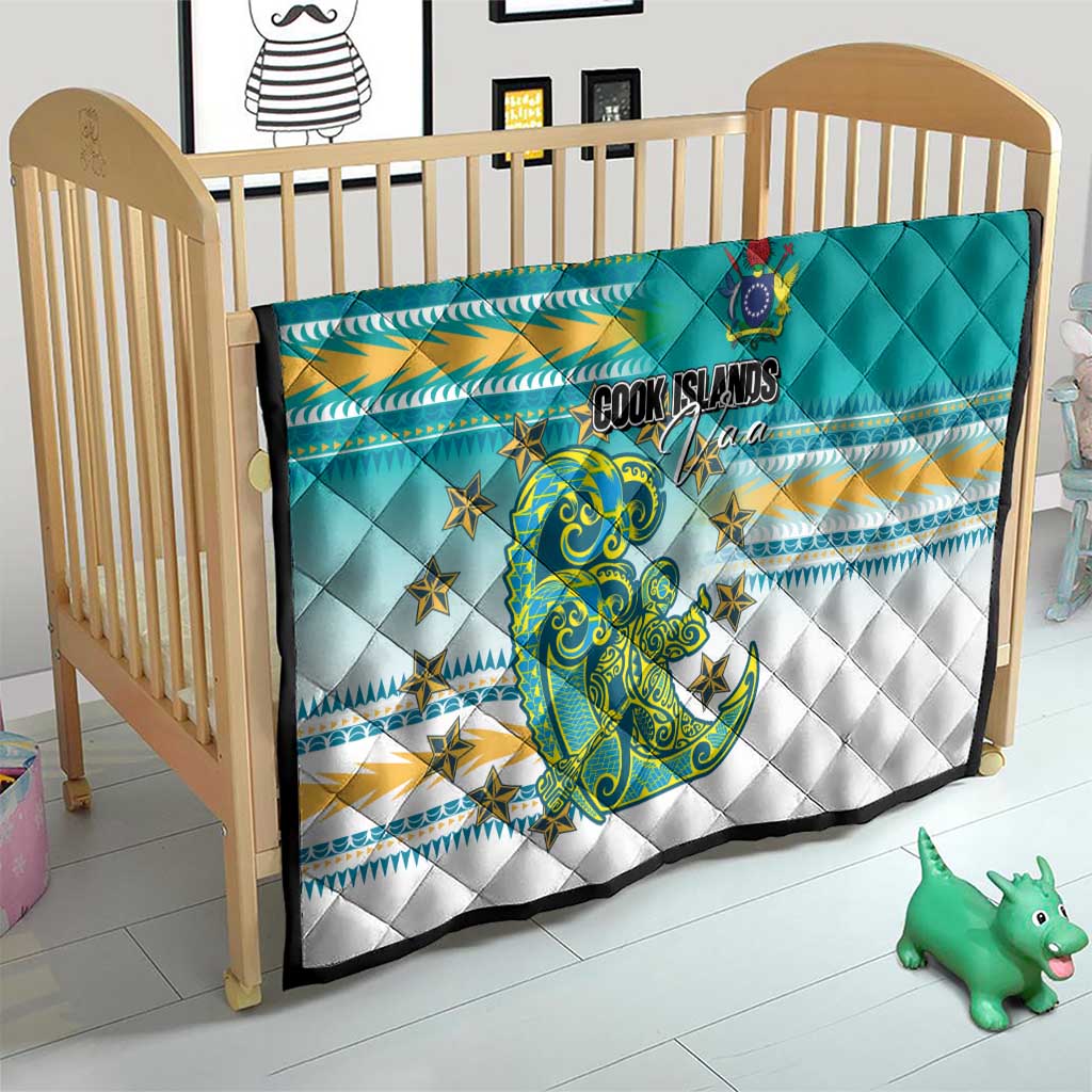 Cook Islands Va'a Race Quilt Te Tatau Tattoos Sporty Style Turquoise Color - Polynesian Pride