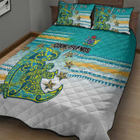 Cook Islands Va'a Race Quilt Bed Set Te Tatau Tattoos Sporty Style Turquoise Color - Polynesian Pride