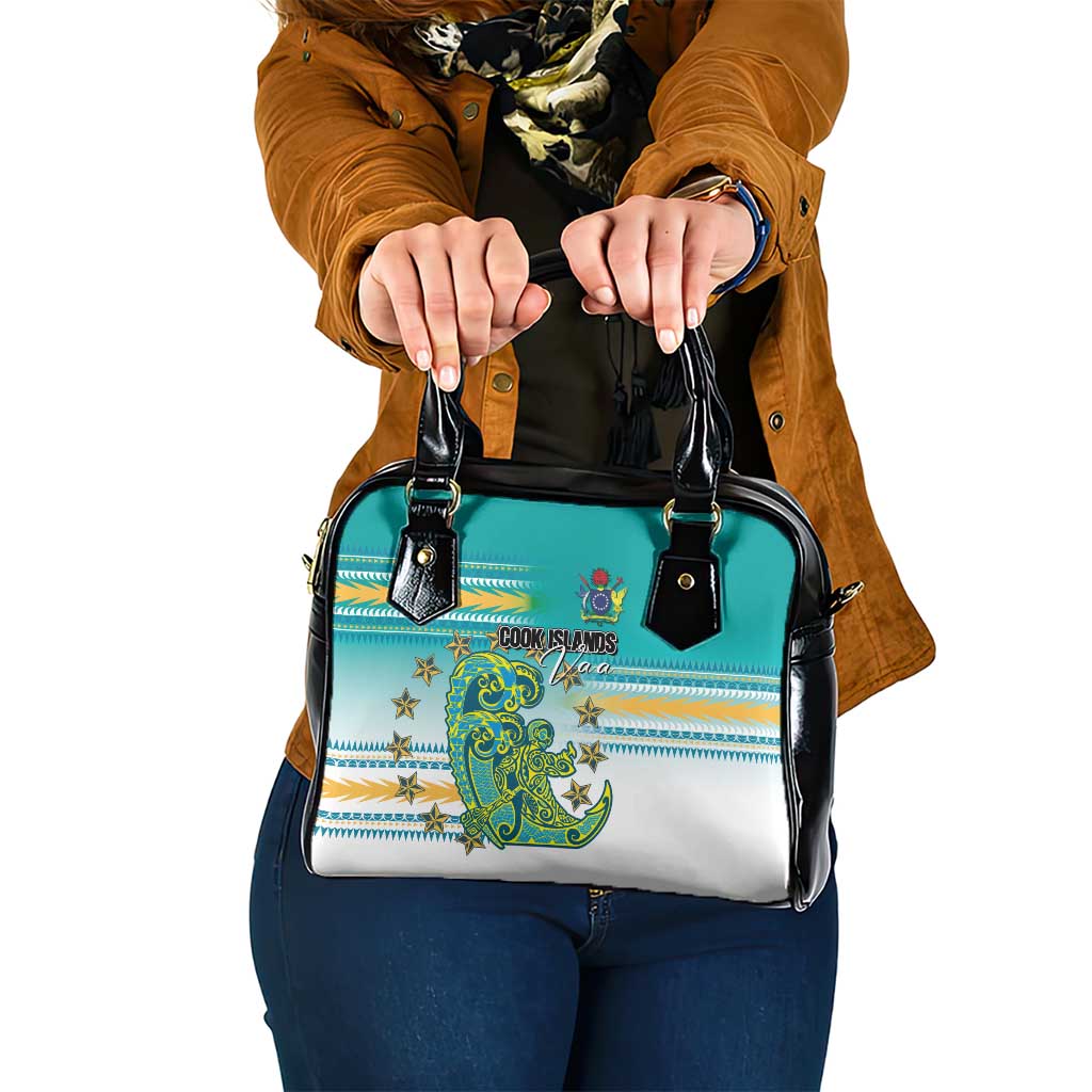 Cook Islands Va'a Race Shoulder Handbag Te Tatau Tattoos Sporty Style Turquoise Color - Polynesian Pride