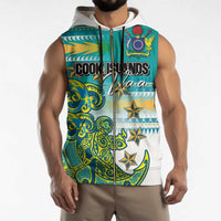 Personalised Cook Islands Va'a Race Sleeveless Zip Hoodie Te Tatau Tattoos Sporty Style Turquoise Color - Polynesian Pride