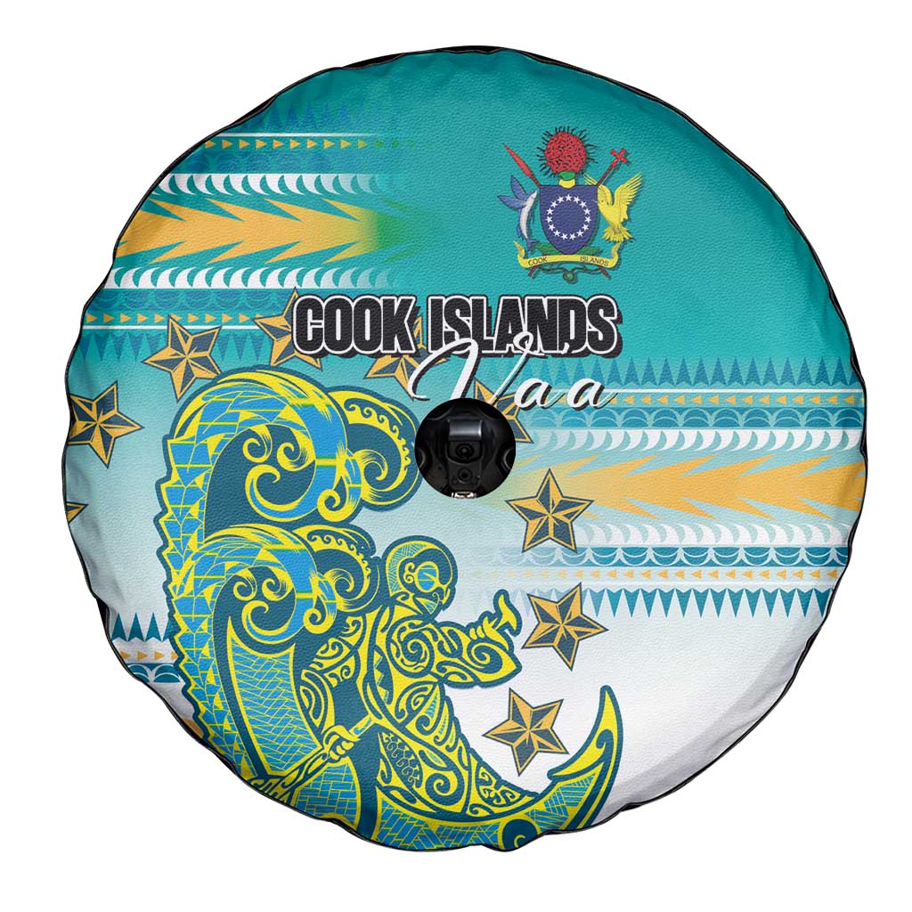 Cook Islands Va'a Race Spare Tire Cover Te Tatau Tattoos Sporty Style Turquoise Color - Polynesian Pride