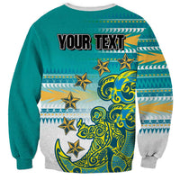 Personalised Cook Islands Va'a Race Sweatshirt Te Tatau Tattoos Sporty Style Turquoise Color - Polynesian Pride