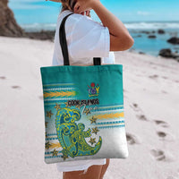 Cook Islands Va'a Race Tote Bag Te Tatau Tattoos Sporty Style Turquoise Color - Polynesian Pride