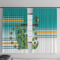 Cook Islands Va'a Race Window Curtain Te Tatau Tattoos Sporty Style Turquoise Color - Polynesian Pride