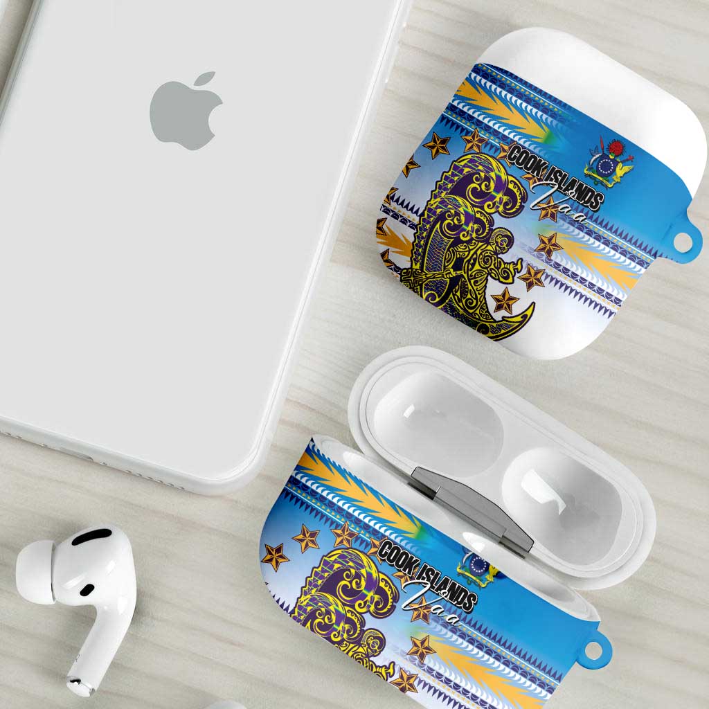 Cook Islands Va'a Race AirPods Case Te Tatau Tattoos Sporty Style Glory Blue Color - Polynesian Pride