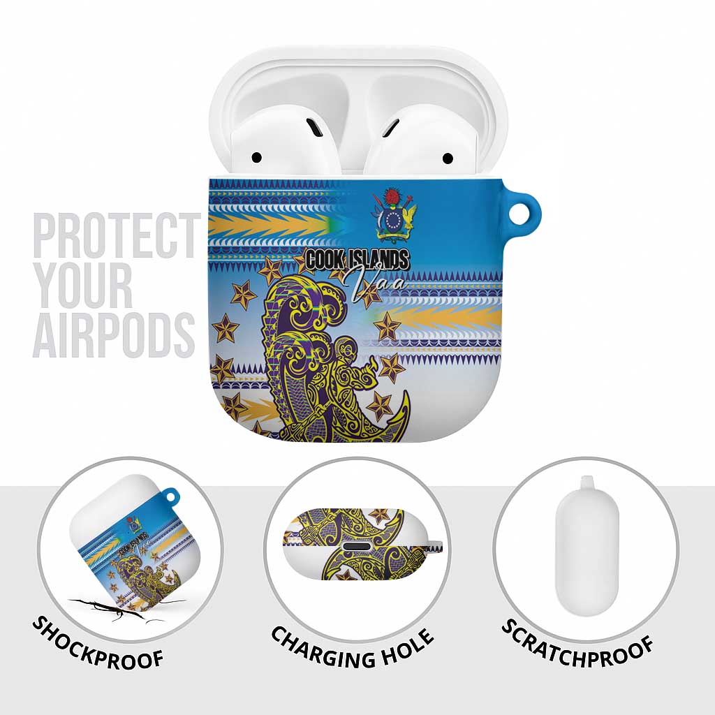 Cook Islands Va'a Race AirPods Case Te Tatau Tattoos Sporty Style Glory Blue Color - Polynesian Pride