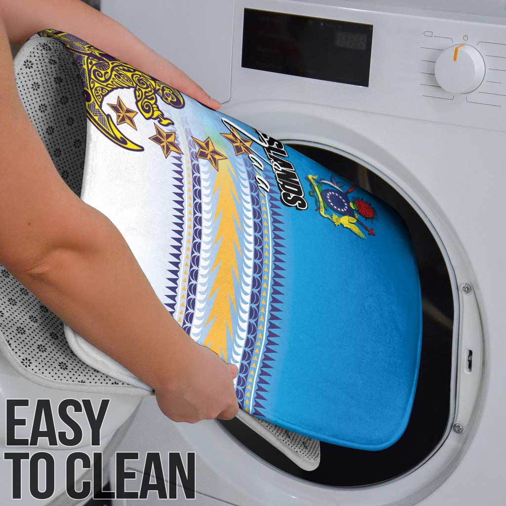 Cook Islands Va'a Race Bathroom Set Te Tatau Tattoos Sporty Style Glory Blue Color - Polynesian Pride