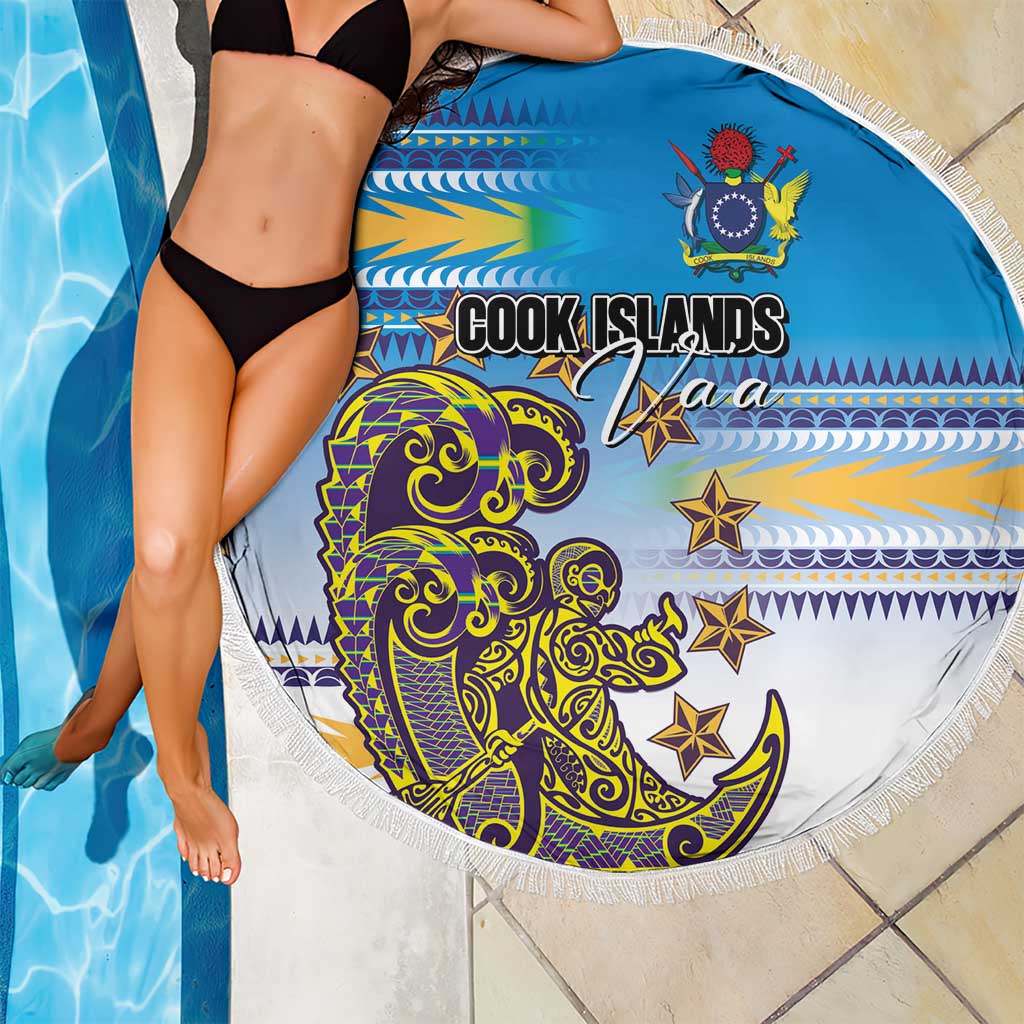 Cook Islands Va'a Race Beach Blanket Te Tatau Tattoos Sporty Style Glory Blue Color - Polynesian Pride