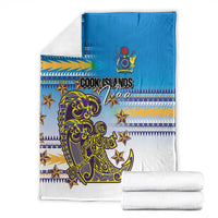 Cook Islands Va'a Race Blanket Te Tatau Tattoos Sporty Style Glory Blue Color - Polynesian Pride