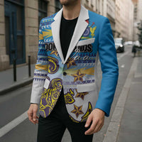 Personalised Cook Islands Va'a Race Blazer Te Tatau Tattoos Sporty Style Glory Blue Color - Polynesian Pride