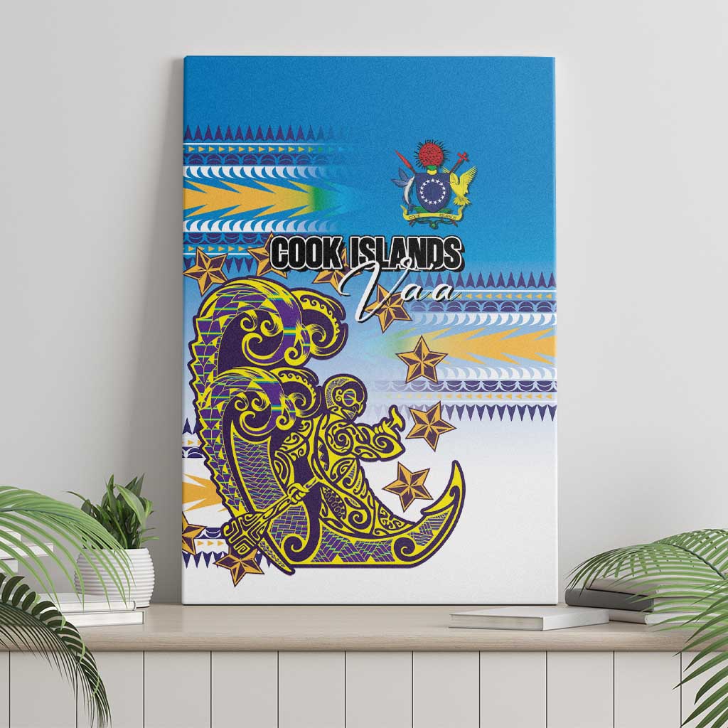 Cook Islands Va'a Race Canvas Wall Art Te Tatau Tattoos Sporty Style Glory Blue Color - Polynesian Pride