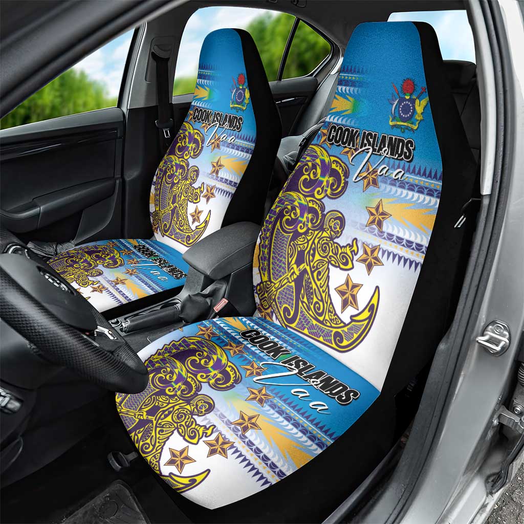 Cook Islands Va'a Race Car Seat Cover Te Tatau Tattoos Sporty Style Glory Blue Color - Polynesian Pride