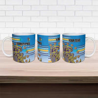 Personalised Cook Islands Va'a Race Ceramic Mug Te Tatau Tattoos Sporty Style Glory Blue Color - Polynesian Pride