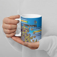Personalised Cook Islands Va'a Race Ceramic Mug Te Tatau Tattoos Sporty Style Glory Blue Color - Polynesian Pride