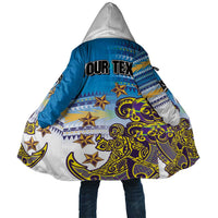Personalised Cook Islands Va'a Race Cloak Te Tatau Tattoos Sporty Style Glory Blue Color - Polynesian Pride
