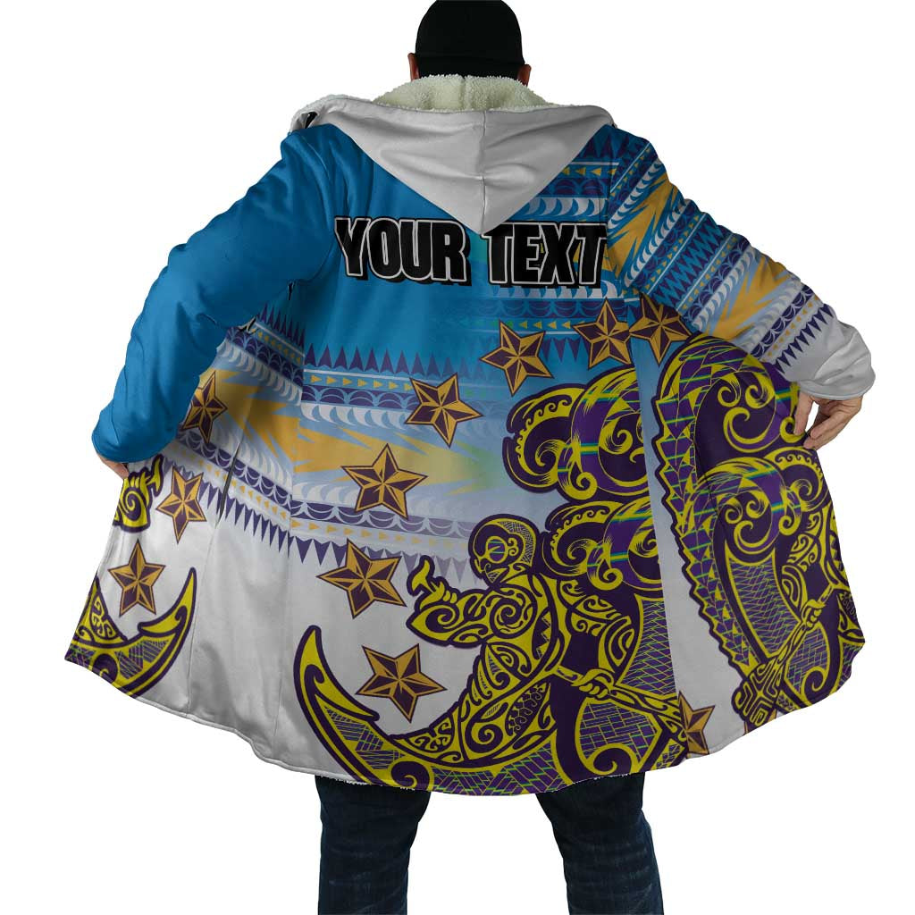 Personalised Cook Islands Va'a Race Cloak Te Tatau Tattoos Sporty Style Glory Blue Color - Polynesian Pride
