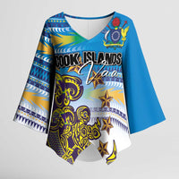 Personalised Cook Islands Va'a Race Kimono Sleeve Blouse Te Tatau Tattoos Sporty Style Glory Blue Color - Polynesian Pride