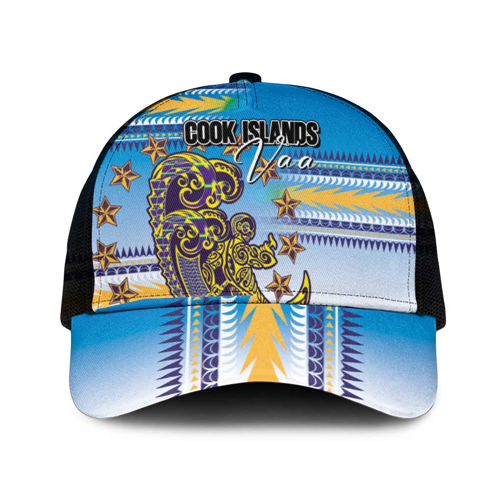 Cook Islands Va'a Race Mesh Trucker Cap Te Tatau Tattoos Sporty Style Glory Blue Color - Polynesian Pride