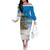 Personalised Cook Islands Va'a Race Off The Shoulder Long Sleeve Dress Te Tatau Tattoos Sporty Style Glory Blue Color - Polynesian Pride