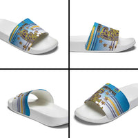 Cook Islands Va'a Race Slide Sandals Te Tatau Tattoos Sporty Style Glory Blue Color - Polynesian Pride