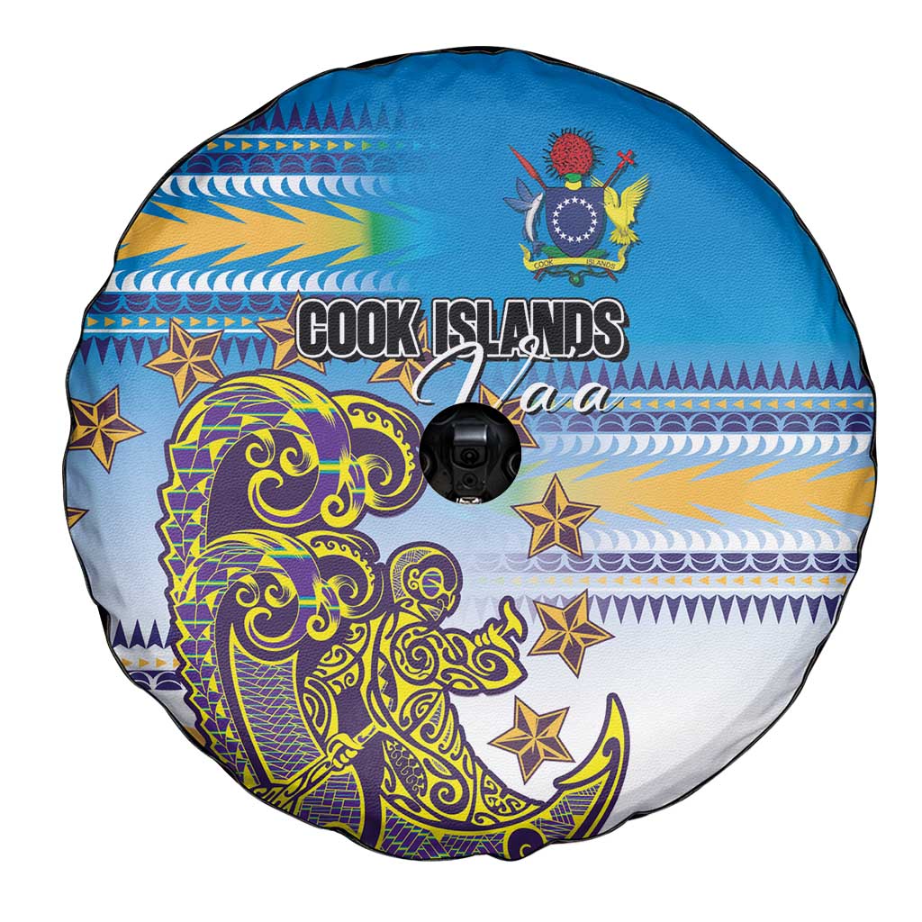 Cook Islands Va'a Race Spare Tire Cover Te Tatau Tattoos Sporty Style Glory Blue Color - Polynesian Pride