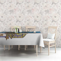 Cook Islands Va'a Race Tablecloth Te Tatau Tattoos Sporty Style Glory Blue Color - Polynesian Pride