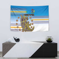 Cook Islands Va'a Race Tapestry Te Tatau Tattoos Sporty Style Glory Blue Color - Polynesian Pride