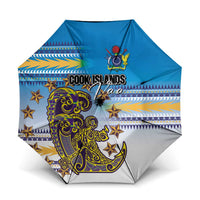 Cook Islands Va'a Race Umbrella Te Tatau Tattoos Sporty Style Glory Blue Color - Polynesian Pride