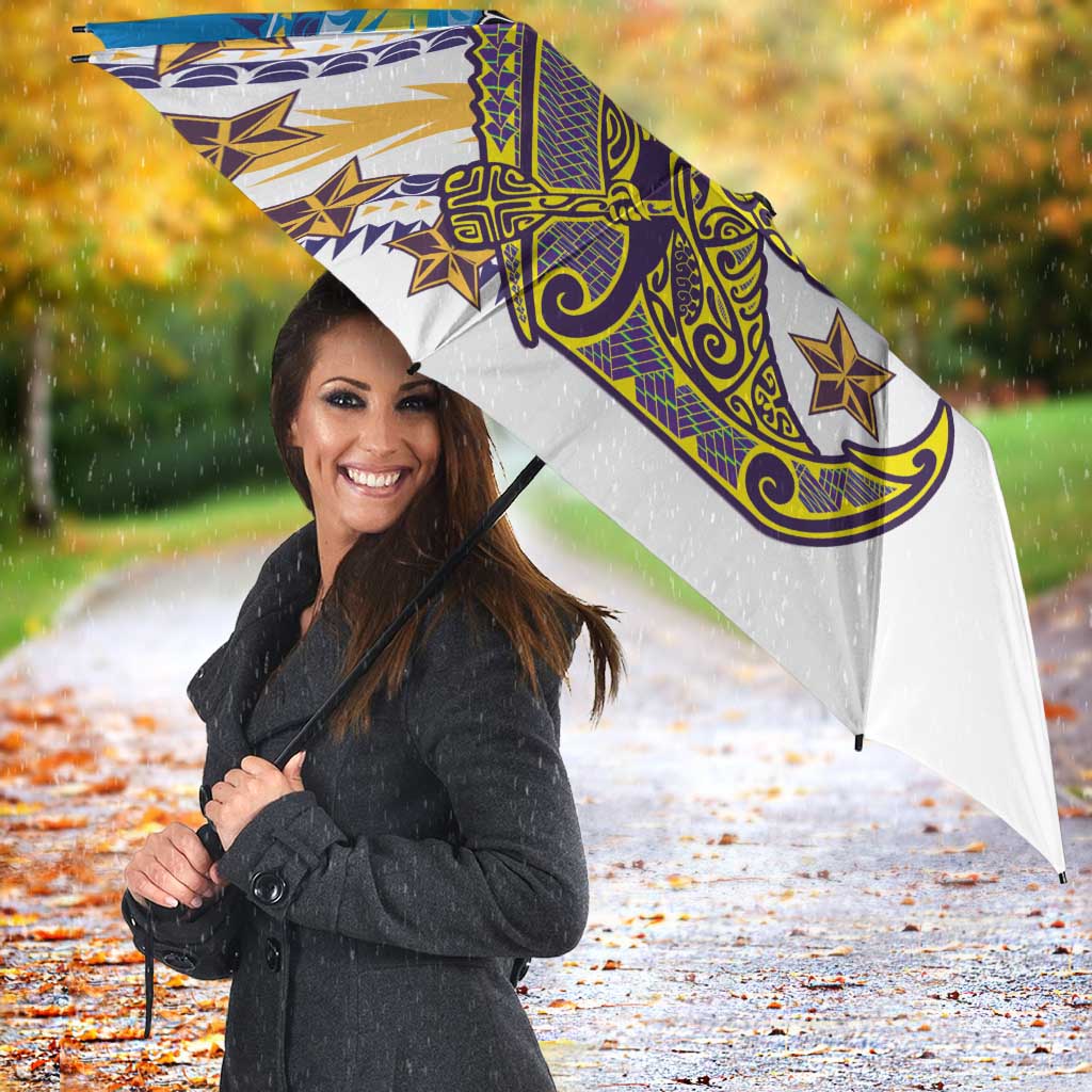 Cook Islands Va'a Race Umbrella Te Tatau Tattoos Sporty Style Glory Blue Color - Polynesian Pride