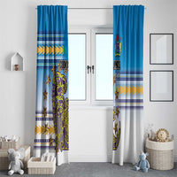 Cook Islands Va'a Race Window Curtain Te Tatau Tattoos Sporty Style Glory Blue Color - Polynesian Pride