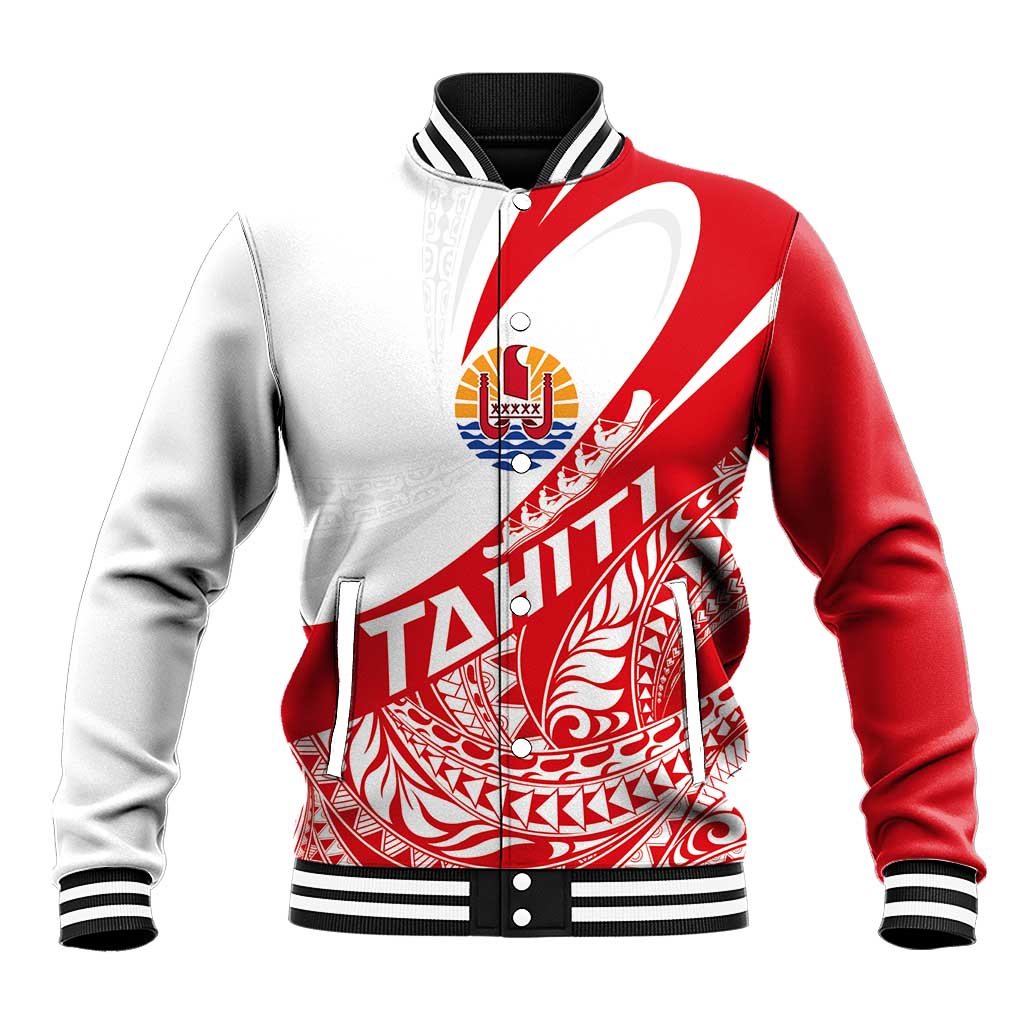 Personalised Tahiti Va'a Race Baseball Jacket Polynesian Tattoos Sporty Style - Polynesian Pride