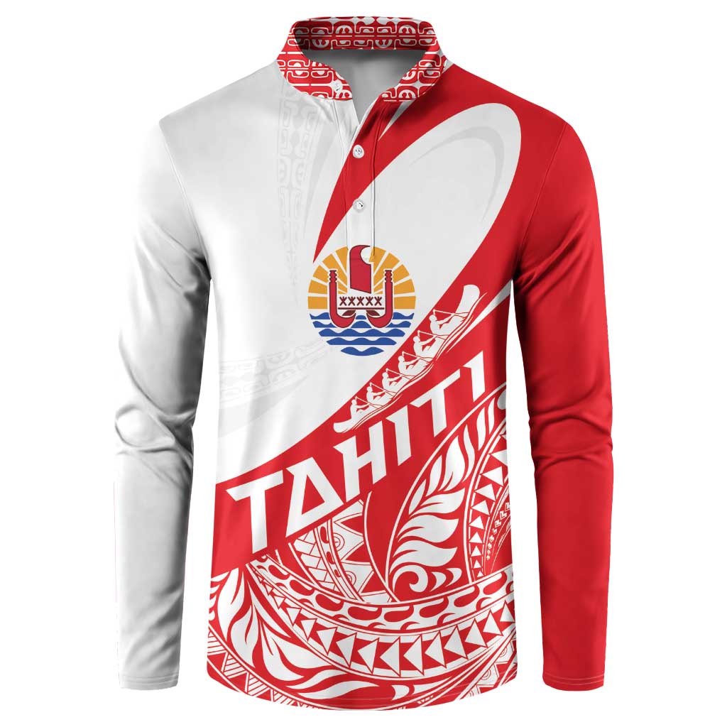 Personalised Tahiti Va'a Race Button Sweatshirt Polynesian Tattoos Sporty Style - Polynesian Pride