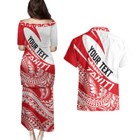 Personalised Tahiti Va'a Race Couples Matching Puletasi and Hawaiian Shirt Polynesian Tattoos Sporty Style - Polynesian Pride