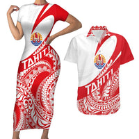 Personalised Tahiti Va'a Race Couples Matching Short Sleeve Bodycon Dress and Hawaiian Shirt Polynesian Tattoos Sporty Style - Polynesian Pride