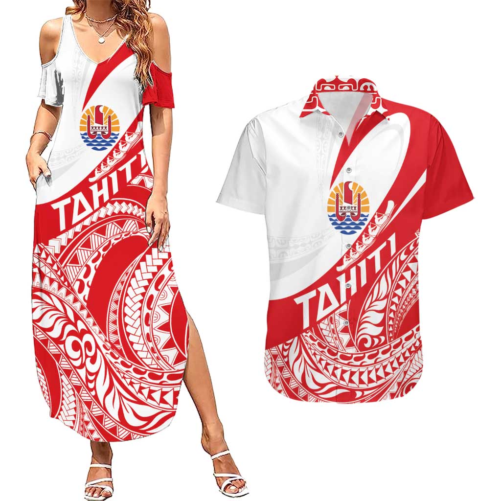 Personalised Tahiti Va'a Race Couples Matching Summer Maxi Dress and Hawaiian Shirt Polynesian Tattoos Sporty Style - Polynesian Pride