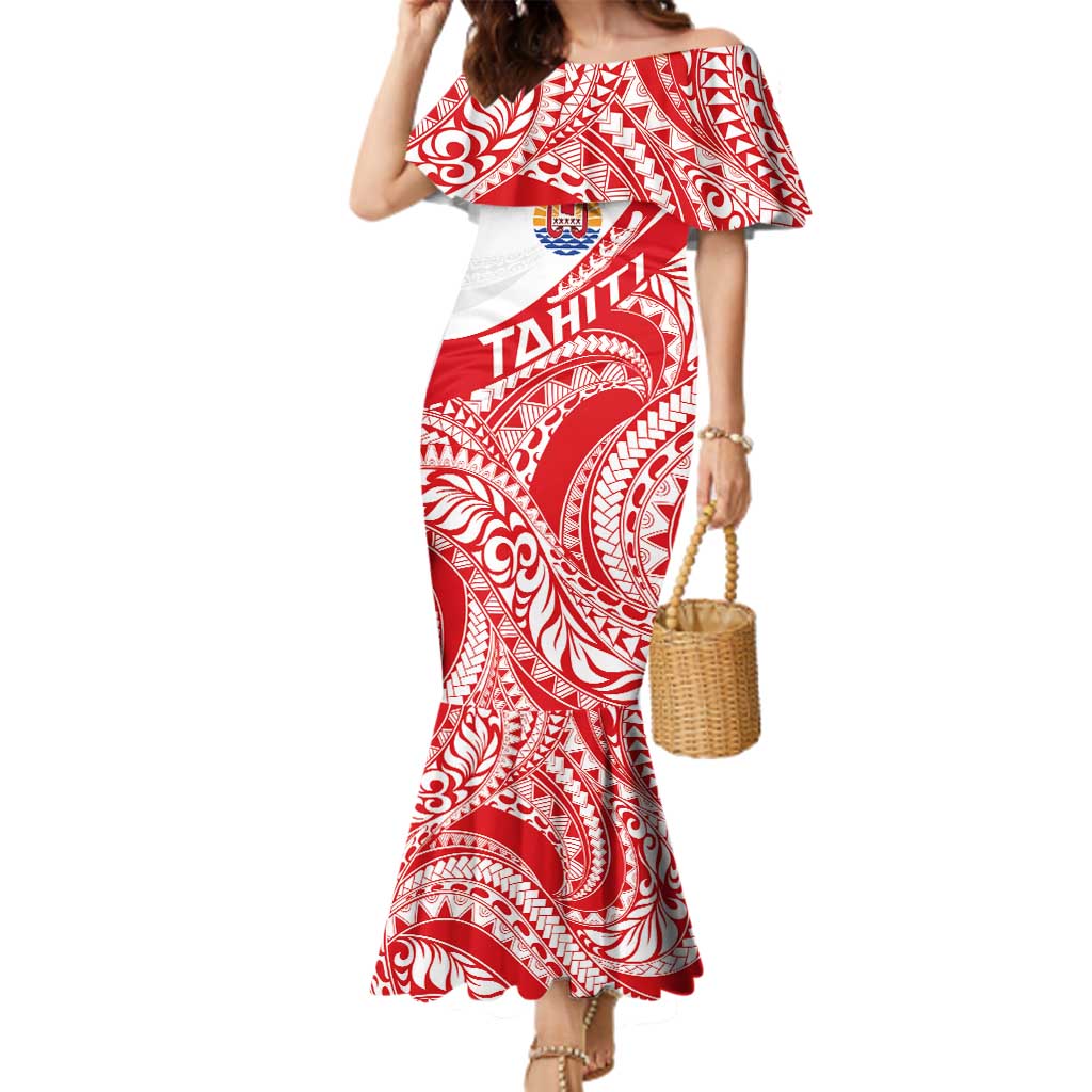 Personalised Tahiti Va'a Race Family Matching Mermaid Dress and Hawaiian Shirt Polynesian Tattoos Sporty Style - Polynesian Pride