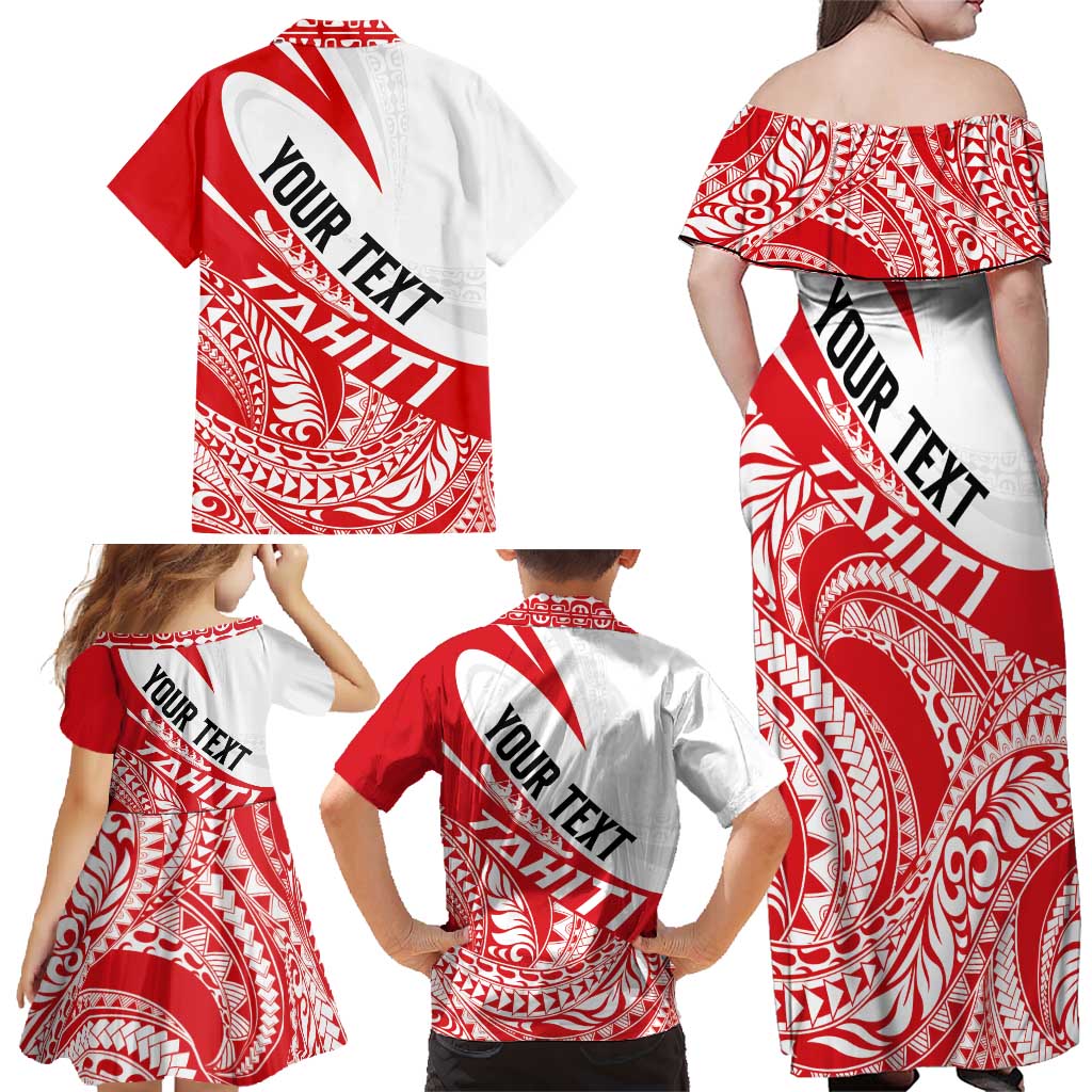 Personalised Tahiti Va'a Race Family Matching Off Shoulder Maxi Dress and Hawaiian Shirt Polynesian Tattoos Sporty Style LT03 - Polynesian Pride