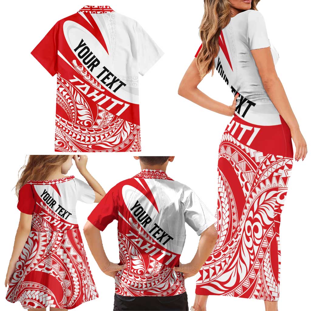 Personalised Tahiti Va'a Race Family Matching Short Sleeve Bodycon Dress and Hawaiian Shirt Polynesian Tattoos Sporty Style - Polynesian Pride