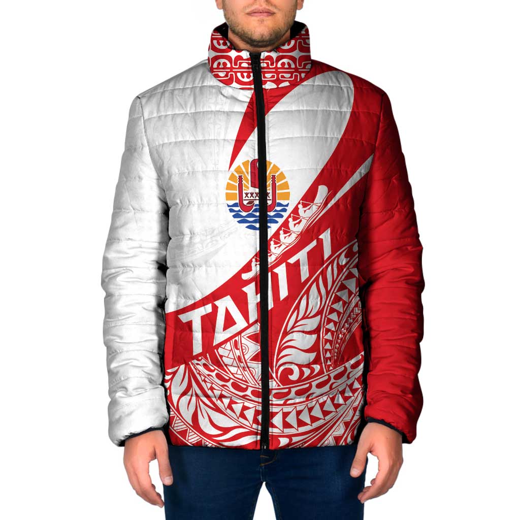 Personalised Tahiti Va'a Race Padded Jacket Polynesian Tattoos Sporty Style - Polynesian Pride