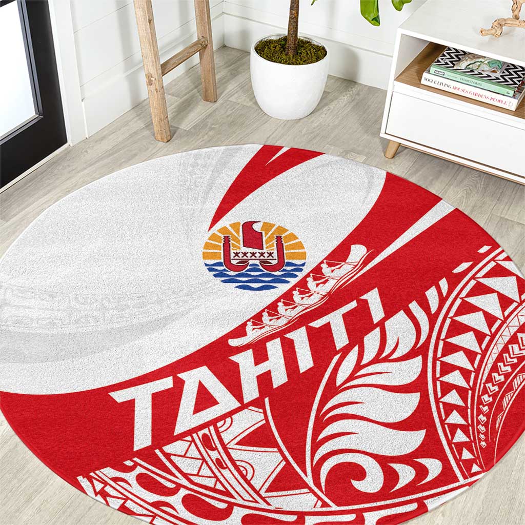 Tahiti Va'a Race Round Carpet Polynesian Tattoos Sporty Style - Polynesian Pride