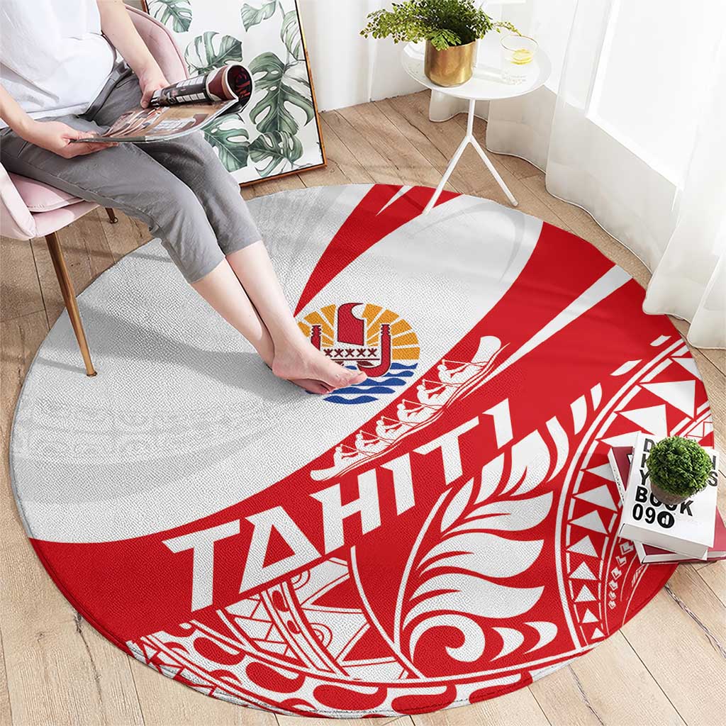 Tahiti Va'a Race Round Carpet Polynesian Tattoos Sporty Style - Polynesian Pride