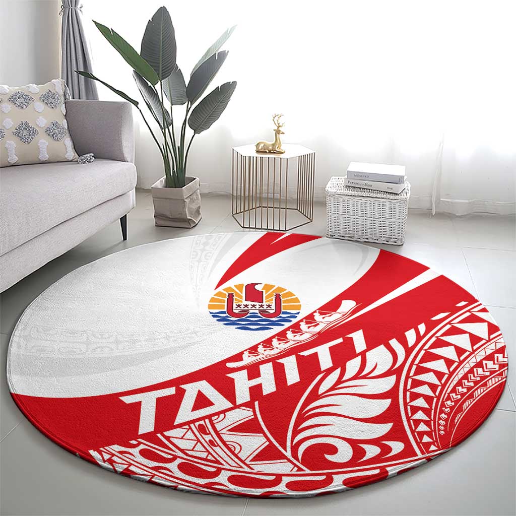 Tahiti Va'a Race Round Carpet Polynesian Tattoos Sporty Style - Polynesian Pride