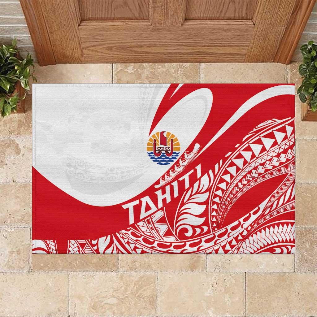 Tahiti Va'a Race Rubber Doormat Polynesian Tattoos Sporty Style - Polynesian Pride