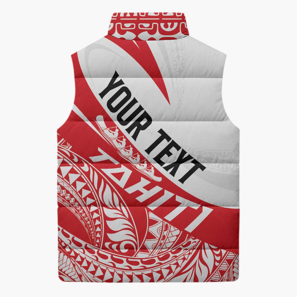 Personalised Tahiti Va'a Race Sleeveless Puffer Jacket Polynesian Tattoos Sporty Style - Polynesian Pride