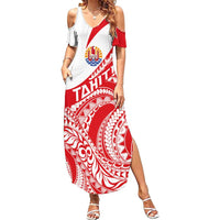 Personalised Tahiti Va'a Race Summer Maxi Dress Polynesian Tattoos Sporty Style - Polynesian Pride