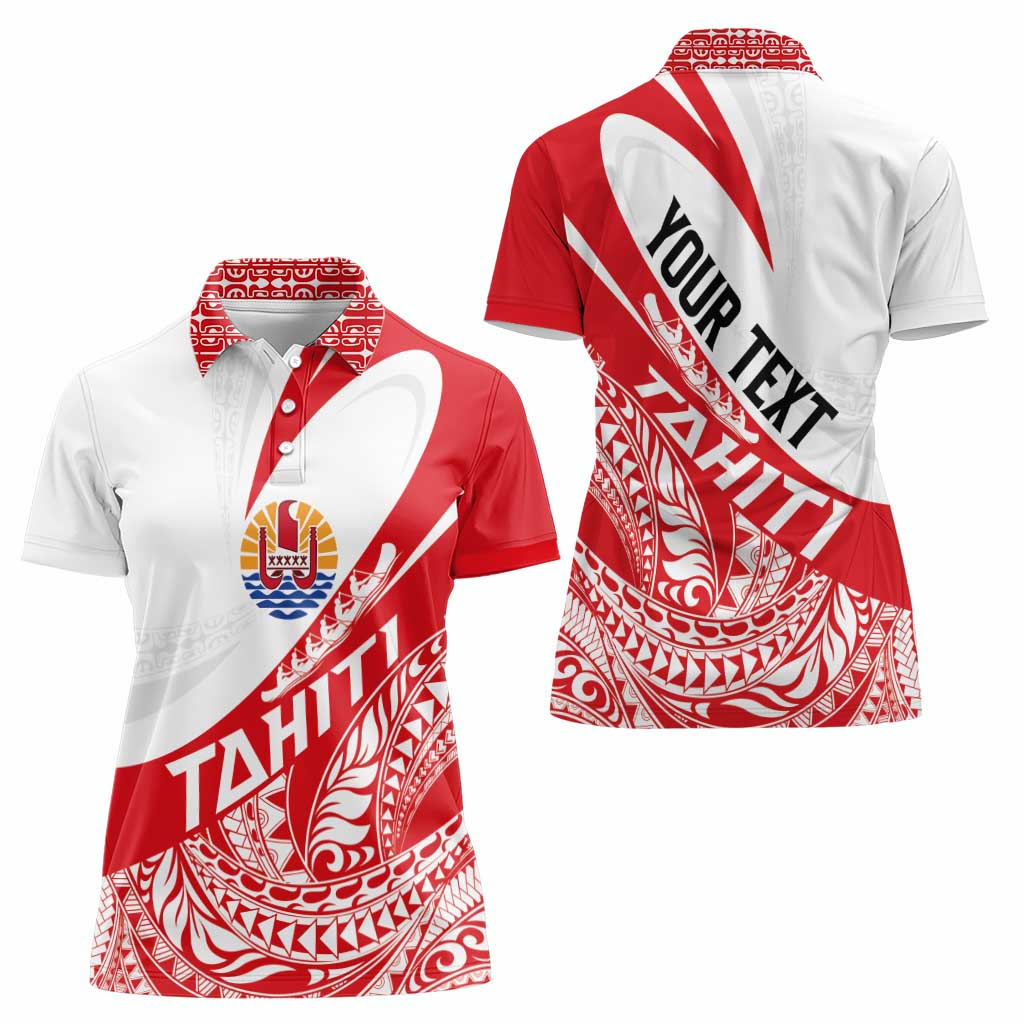 Personalised Tahiti Va'a Race Women Polo Shirt Polynesian Tattoos Sporty Style - Polynesian Pride