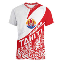 Personalised Tahiti Va'a Race Women V-Neck T-Shirt Polynesian Tattoos Sporty Style - Polynesian Pride