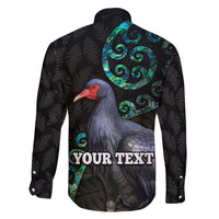 Custom Pukeko New Zealand Family Matching Long Sleeve Bodycon Dress and Hawaiian Shirt Koru Papua Shell with Silver Fern Pattern LT03 - Polynesian Pride