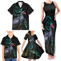 Custom Pukeko New Zealand Family Matching Tank Maxi Dress and Hawaiian Shirt Koru Papua Shell with Silver Fern Pattern LT03 - Polynesian Pride