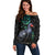 Custom Pukeko New Zealand Off Shoulder Sweater Koru Papua Shell with Silver Fern Pattern LT03 Women Black - Polynesian Pride